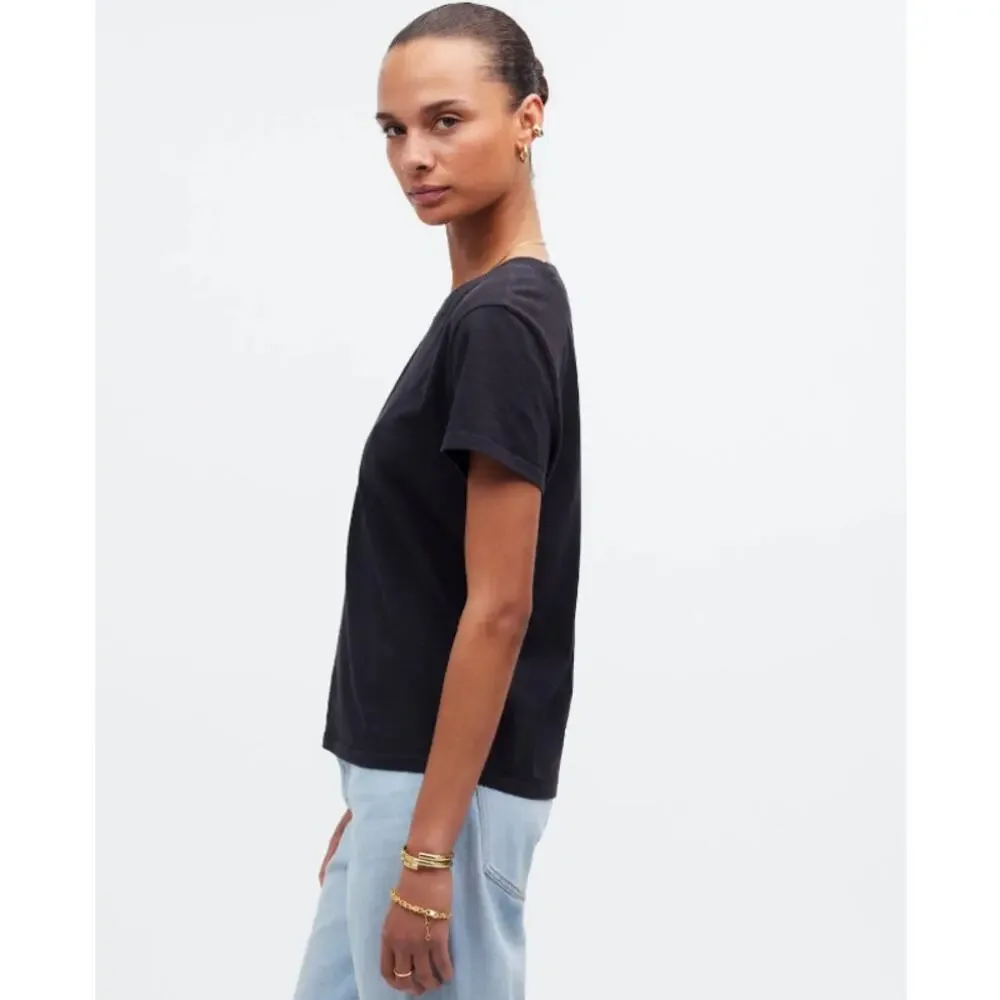 Madewell Premium Standard 01. The Shrunken Tee WMNS XS Black Charcoal Crew Neck